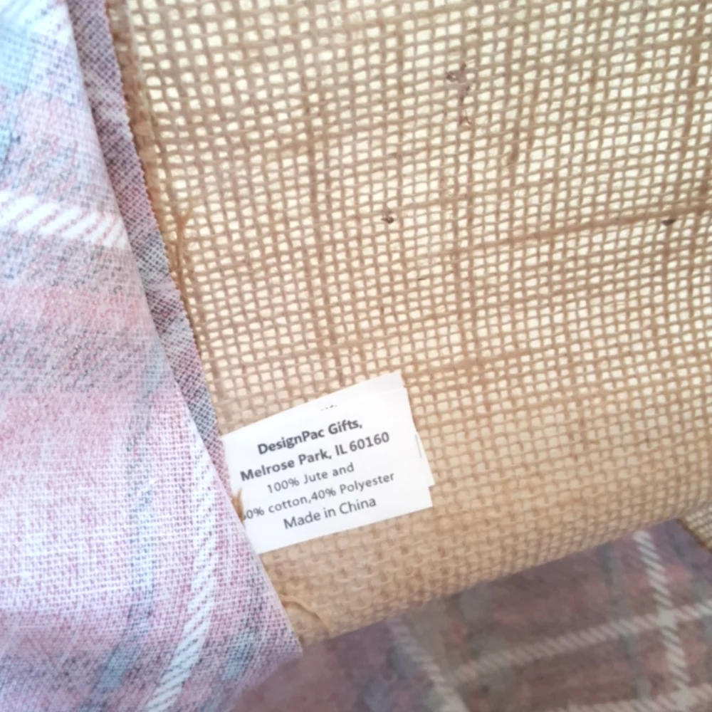 Jute Red Plaid Shopping Tote Bag Christmas Country Rustic Cabin Retro